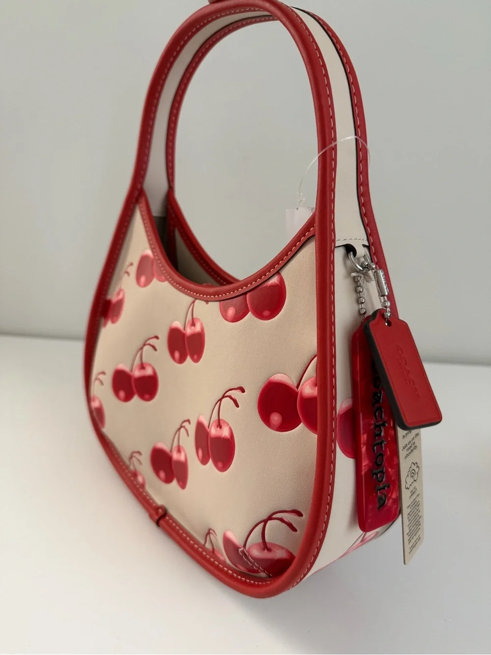 Coach Cream and Red Cherry Print Top-Handle Bag